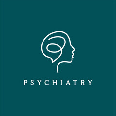 Line art psychiatry logo vector - obrazy, fototapety, plakaty