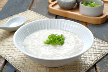 Chinese food, rice porridge or congee, delicious traditional Chinese breakfast 