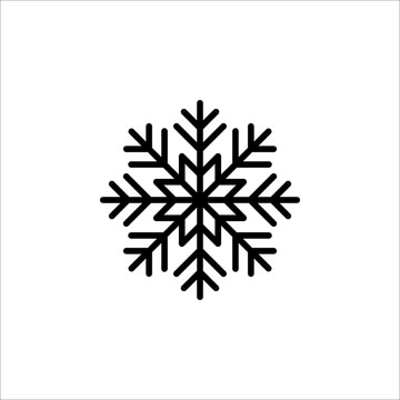 Simple black snowflake with rounded corners. Vector icon on white background