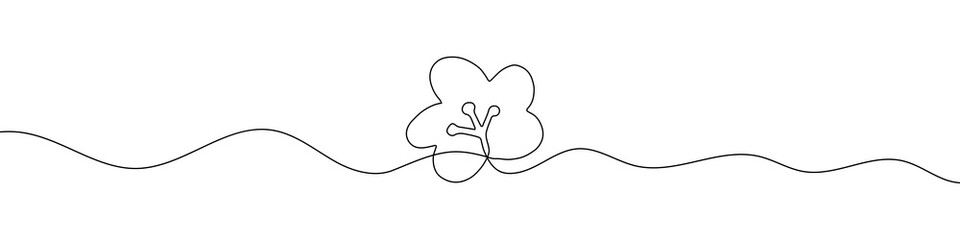 Continuous linear drawing of flower icon. One line drawing background. Vector illustration. Linear drawing of flower symbol
