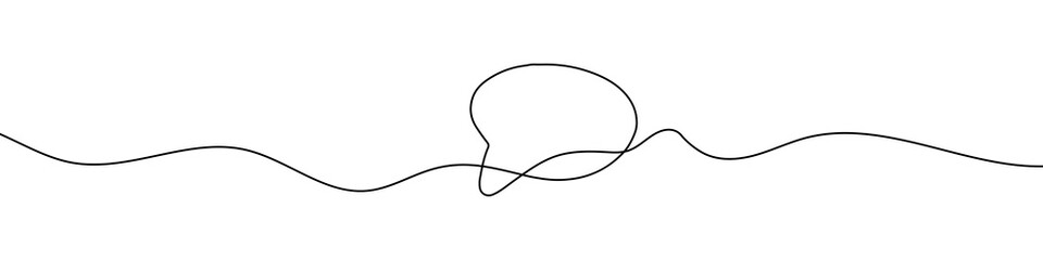Continuous line drawing of speech bubble. One line drawing background. Vector illustration. Linear drawing of a speech bubble