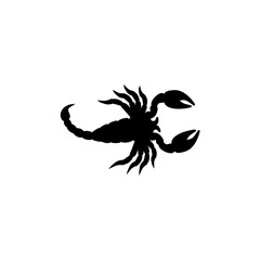 Abstract black scorpion icon on white background.