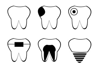 Set of tooth icons. Teeth icon set
