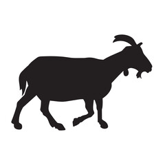Black silhouette goat logo vector illustration.