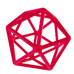 3d png octagon wireframe element. Viva magenta color of the year 2023