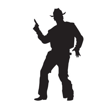illustration of American Cowboy. isolated vector black silhouette.