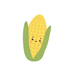 Cute kawaii corn. Vector illustration in cartoon flat style.