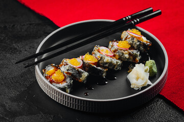 sushi with red caviar