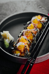 sushi with red caviar