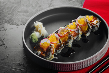 sushi with red caviar