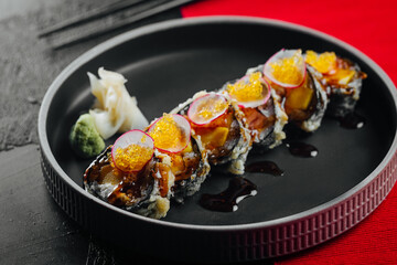 sushi with red caviar