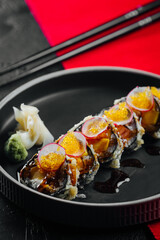 sushi with red caviar