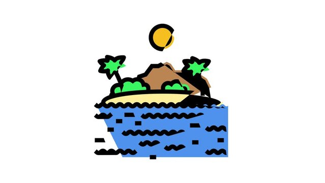 tropical island summer color icon animation