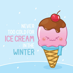 cute ice cream in winter with funny quotes