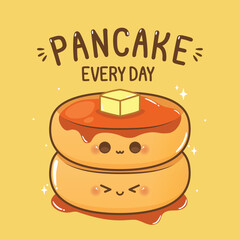 cute pancake character with text illustration
