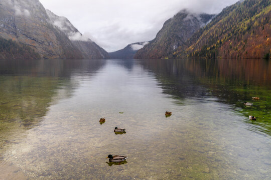Konigssee Lake and town view in Germany