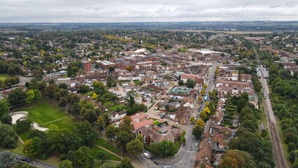 Letchworth Garden City, Hertfordshire England UK Drone Aerial 