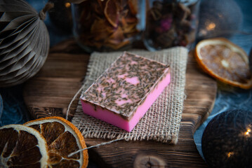 Fototapeta premium Hand made natural soap in festive box