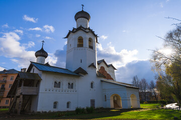 Fototapeta na wymiar Temples of the former Spaso-Preobrazhensky (Transfiguration) Monastery in Staraya Russa, Novgorod region, Russia