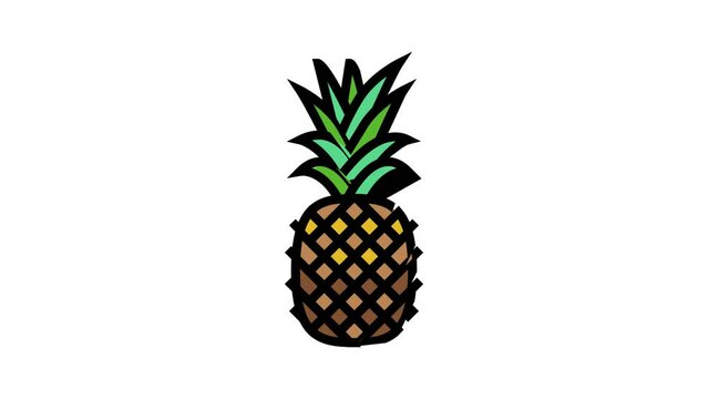 pineapple one whole color icon animation