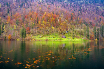 Konigssee Lake and town view in Germany