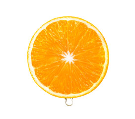 Orange slice with drop of water isolated on transparent png