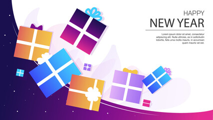 background template website new year gifts banner design bright wallpaper