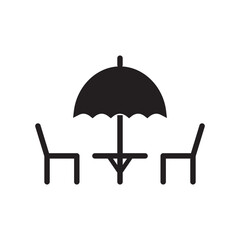 Umbrella and table icon vector logo template