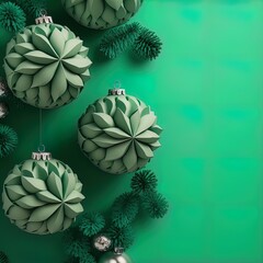 Christmas decorations against a green background. Great for banners, ads, cards and more.	
