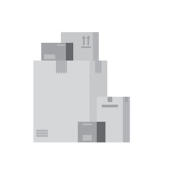 Pile of boxes. Package delivery. Various mail shipping boxes. Stockpile of goods. Sealed boxes ready for distribution. Shopping. Shipping gifts for holidays. Gray scale. Vector illustration.