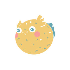 cute yellow fish vector illustration