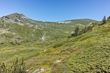 Summer view of Rila mountain near Belmeken Reservoir, Bulgaria