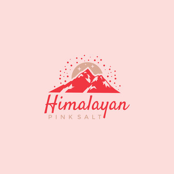 Pink Salt himalayas himalayan mountain logo vector image