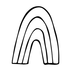 Single rainbow doodle illustration. Hand drawn clipart for card, design