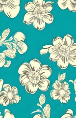 Fototapeta na wymiar Seamless vintage pattern with flowers