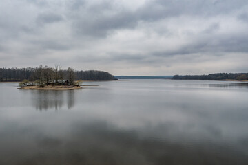 Fototapeta premium Svet pond with isle in Trebon, Southern Bohemia, Czech Republic