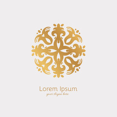 Circle luxury vintage logo template design. Vector emblem in trendy style.