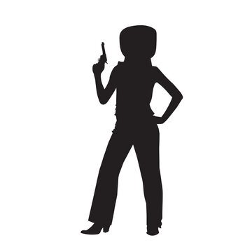 Illustration of American Cowgirl. isolated vector black silhouette.