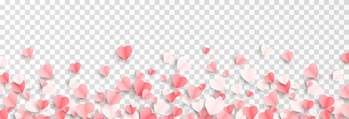 Vector paper hearts png. Valentine's Day, multicolored hearts png. Love, holiday, paper elements.