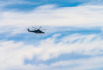 Fototapeta na wymiar Flying helicopter