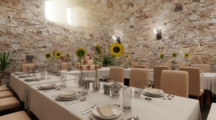 Realistic 3D Render of Cellar Restaurant