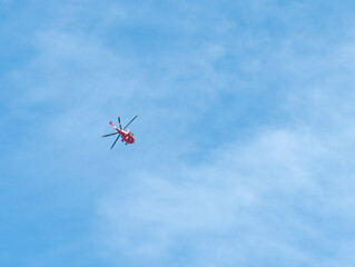 Flying helicopter