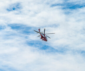 Flying helicopter