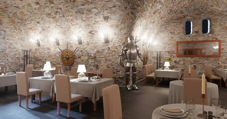 Realistic 3D Render of Cellar Restaurant