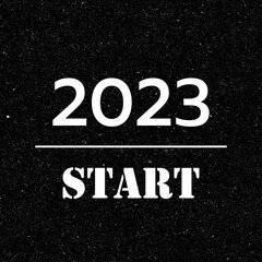 Start 2023 year. 2023 start concept. 2023 New Year Background Design. Text 2023 written on the road in the middle of asphalt road.