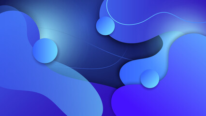 Dark blue gradient abstract background with wavy line shape and circle