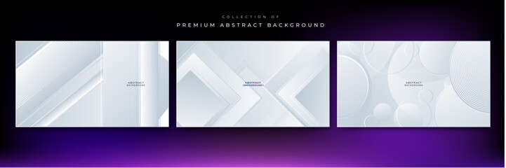 Set of minimal geometric white light background abstract design