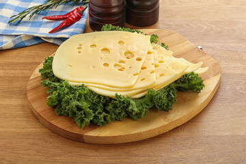 Sliced maasdam cheese for breakfast
