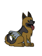 a service dog, a German shepherd puppy in a ballet tutu