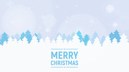 White Christmas tree on a blue background. Christmas greeting banner or card. New Years design template with a window for text.